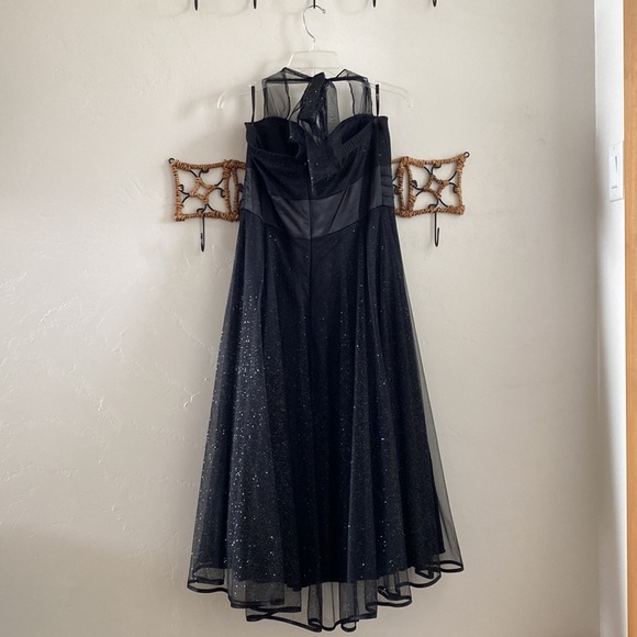 ‘Speechless’ Halter Sparkling Black Formal Tea-length  dress - Picture 2 of 9